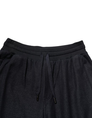 Dolce & Gabbana Black Cotton Blend Drawstring Jogger Jogger Pants