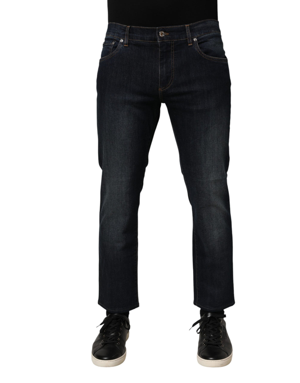 Dolce & Gabbana Dark Blue Cotton Skinny Men Denim Jeans