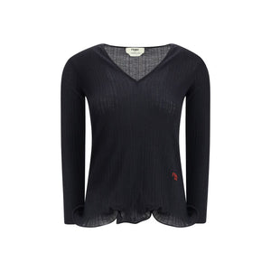 Fendi Black Fleece Wool Top