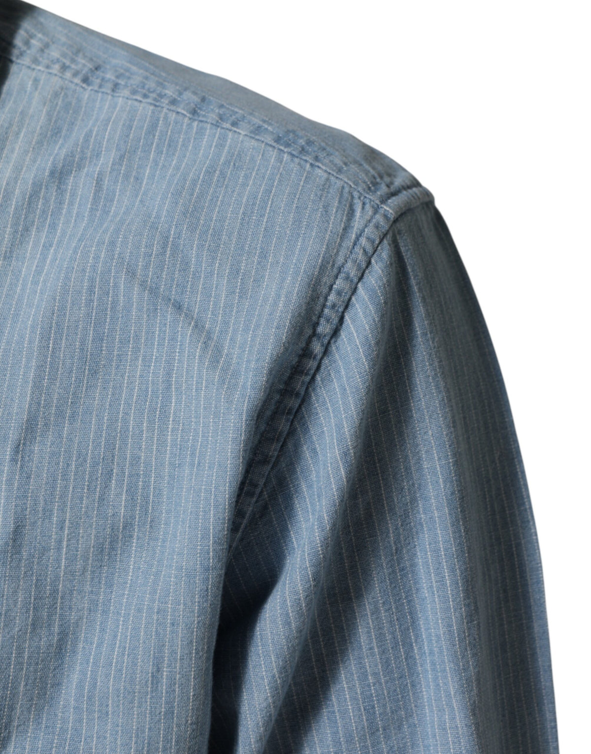 Deperlu Blue Denim Regular Fit Collared Long Sleeve Men Shirt