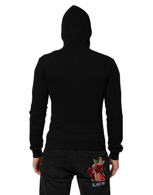 Dolce & Gabbana Sweater Black Cotton Hooded Men Sweatshirt Sweater