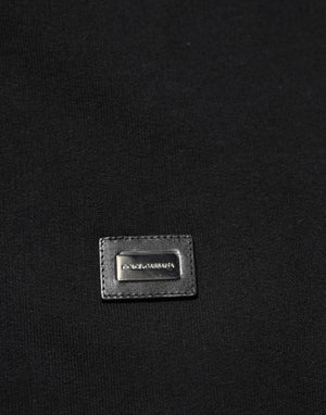 Dolce & Gabbana Sweater Black Cotton Hooded Men Sweatshirt Sweater