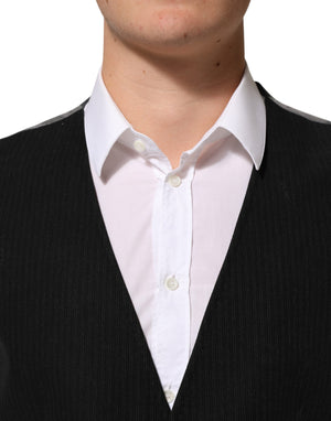 Dolce & Gabbana Black Cotton Waistcoat Dress Men Formal Vest