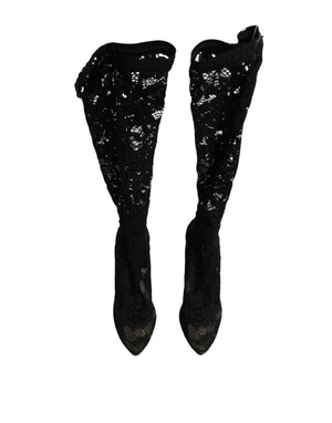 Dolce & Gabbana Black Pumps Taormina Lace Socks Boots Shoes