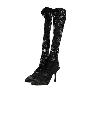 Dolce & Gabbana Black Pumps Taormina Lace Socks Boots Shoes