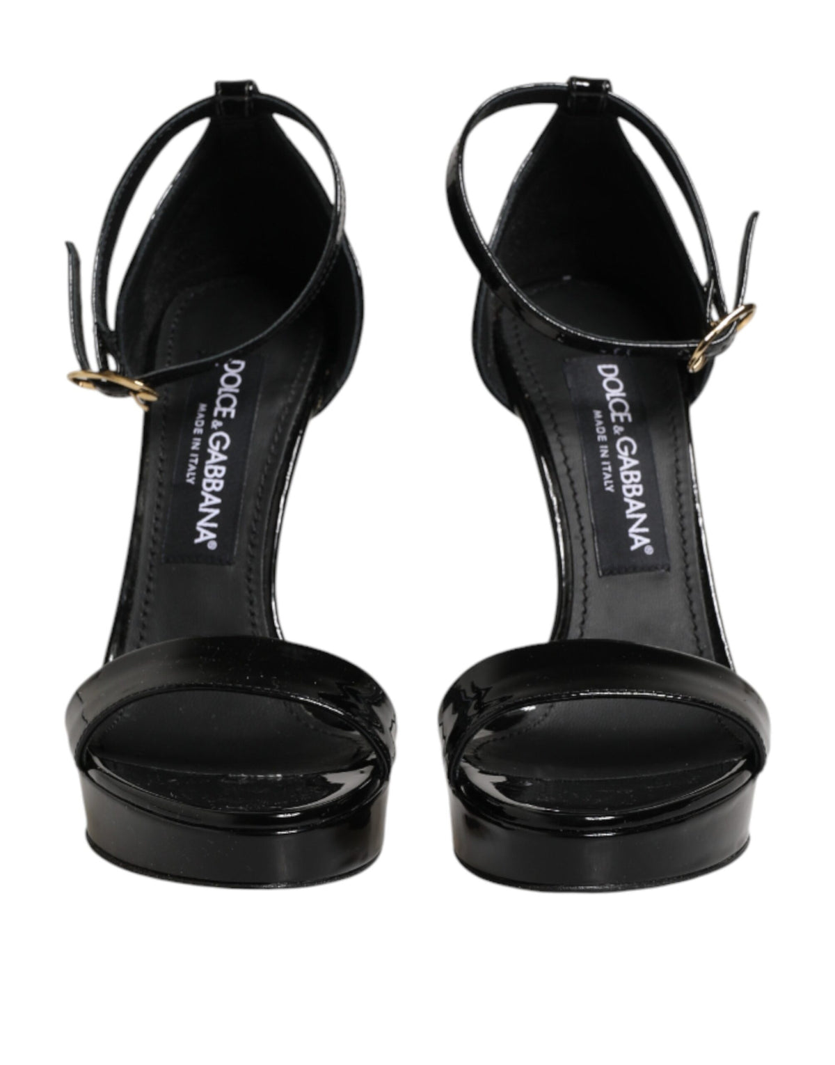 Dolce & Gabbana Black Leather Platform Keira Sandals Shoes
