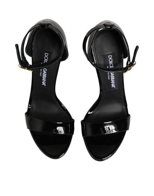 Dolce & Gabbana Black Leather Platform Keira Sandals Shoes