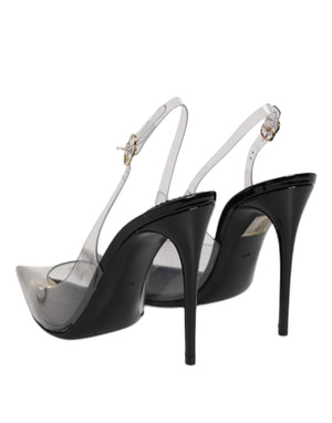 Dolce & Gabbana Black Leather Clear PVC Slingback Pumps Shoes