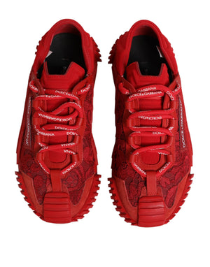 Dolce & Gabbana Red Logo Lace Low Top NS1 Sneakers Shoes