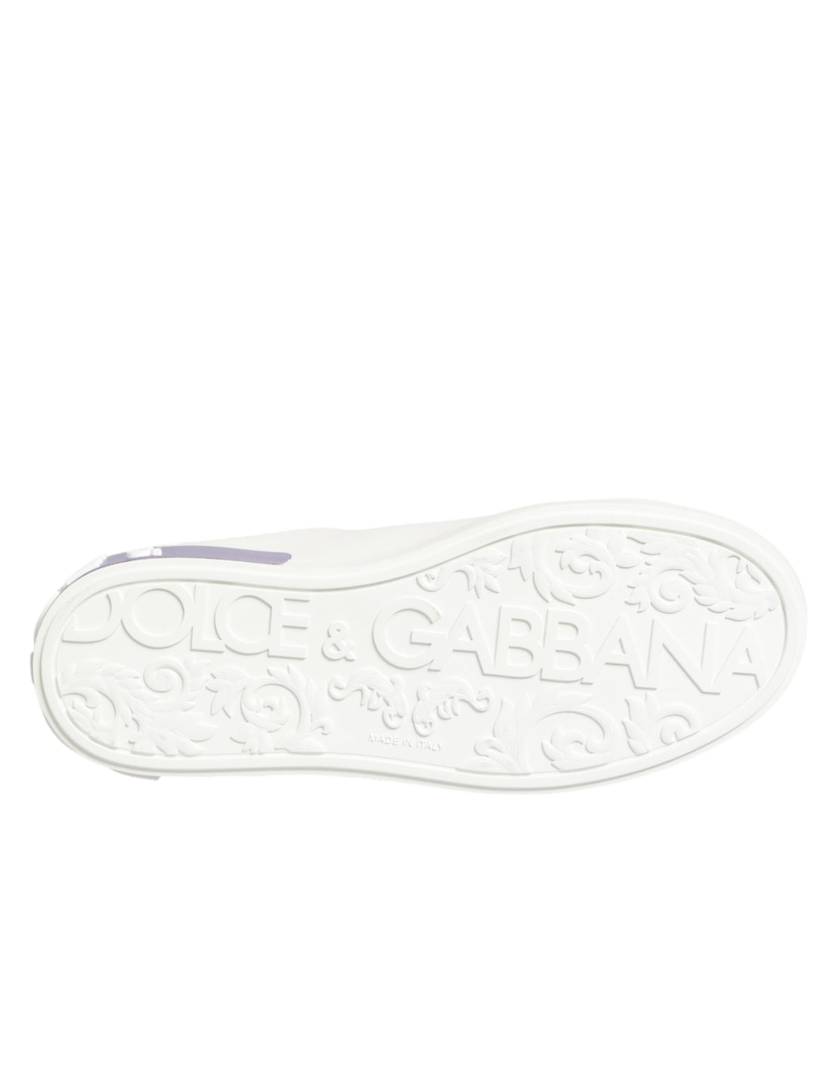 Dolce & Gabbana White Purple Leather Casual Sneakers Shoes