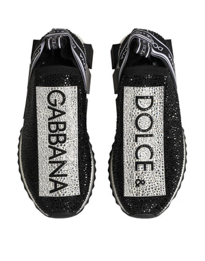 Dolce & Gabbana Black Silver Slip On Sorrento Sneakers Shoes