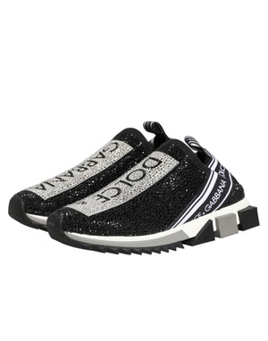Dolce & Gabbana Black Silver Slip On Sorrento Sneakers Shoes
