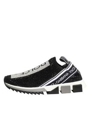 Dolce & Gabbana Black Silver Slip On Sorrento Sneakers Shoes