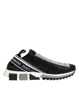Dolce & Gabbana Black Silver Slip On Sorrento Sneakers Shoes
