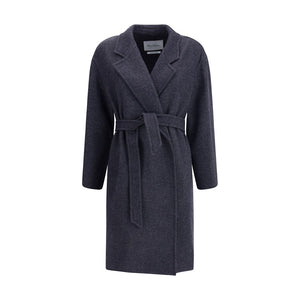 Max Mara Blue Fleece Wool Coat