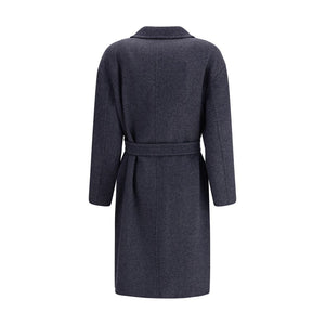 Max Mara Blue Fleece Wool Coat