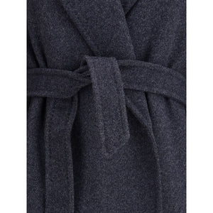 Max Mara Blue Fleece Wool Coat
