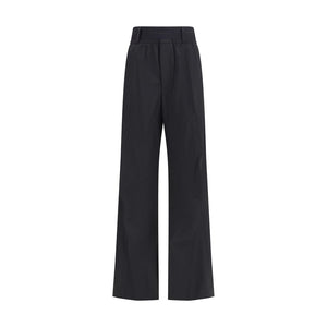 ALAINPAUL Black Fleece Wool Casual Pants