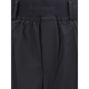 ALAINPAUL Black Fleece Wool Casual Pants