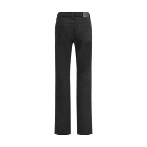 Saint Laurent Black Cotton Straight-Leg Jeans
