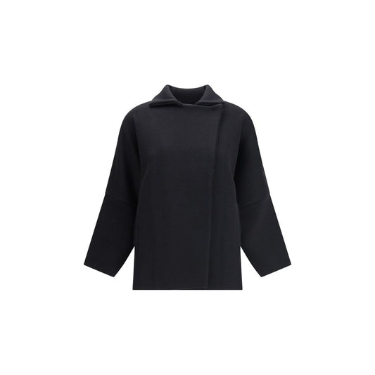 Ella Black Merino Wool Coat