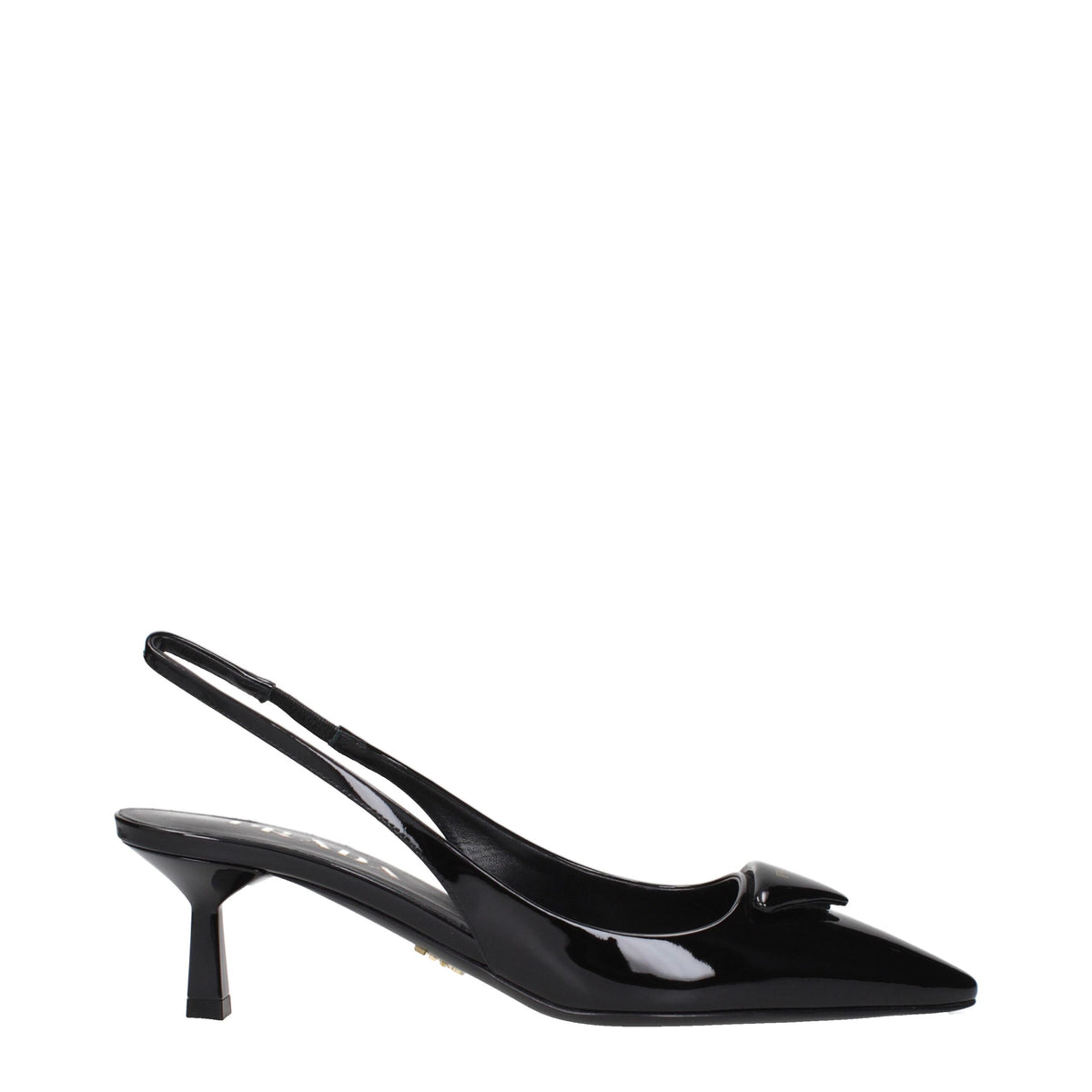 Prada Black Leather Mid Heel Pumps