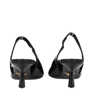 Prada Black Leather Mid Heel Pumps