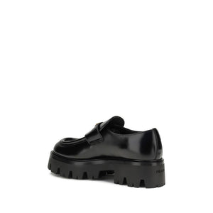 Prada Black Calf Leather Bos Taurus Platform Loafers