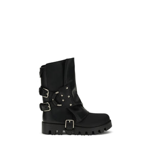 Dolce & Gabbana Black Calf Leather Bos Taurus Ankle Boots