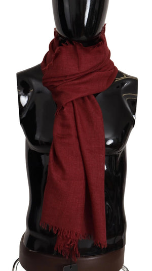 Dolce & Gabbana Red DG Crown Cashmere Silk Shawl Fringe Wrap Scarf