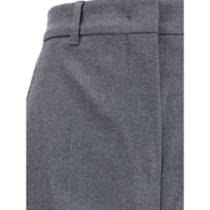 Max Mara Gray Fleece Wool Casual Pants