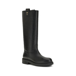 Fendi Black Calf Leather Bos Taurus Ankle Boots