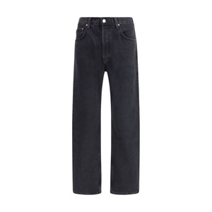 Agolde Black Cotton Straight-Leg Jeans