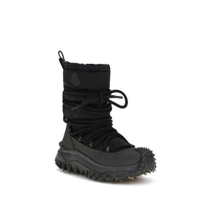 Moncler Black Polyamide Lace-Up Boots