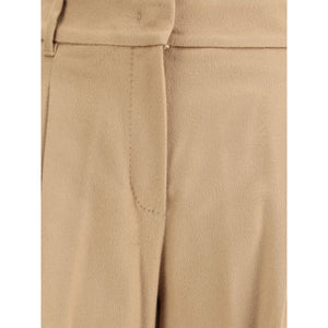 Max Mara Beige Fleece Wool Casual Pants