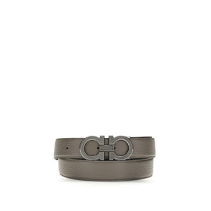 Ferragamo Gray Calf Leather Bos Taurus Belt