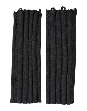 Dolce & Gabbana Black Virgin Wool Knitted Fingerless Gloves