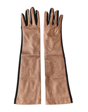 Dolce & Gabbana Brown Black Wool Elbow Length Mitten Men Gloves