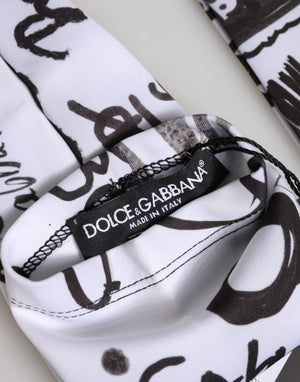 Dolce & Gabbana Black White DG Logo Elbow Length Mitten Gloves