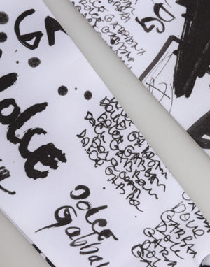 Dolce & Gabbana Black White DG Logo Elbow Length Mitten Gloves