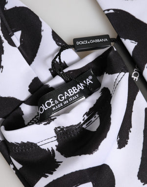 Dolce & Gabbana Black White DG Logo Elbow Length Mitten Gloves