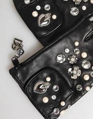 Dolce & Gabbana Blue Logo Fingerless Wrist Length Mitten Gloves