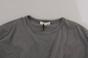 Scervino Street Cotton Gray Round Neck Pullover Top Sweater
