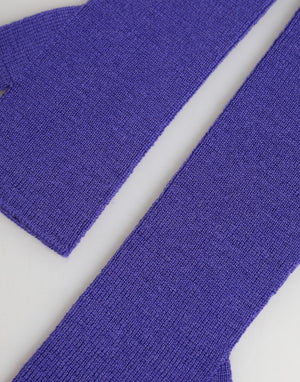Dolce & Gabbana Violet Wool Fingerless Elbow Length Mitten Gloves