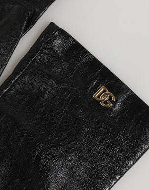 Dolce & Gabbana Black Polyester Elbow Length Mitten Gloves
