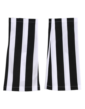 Dolce & Gabbana Black White Nylon Fingerless Wrist Length Gloves