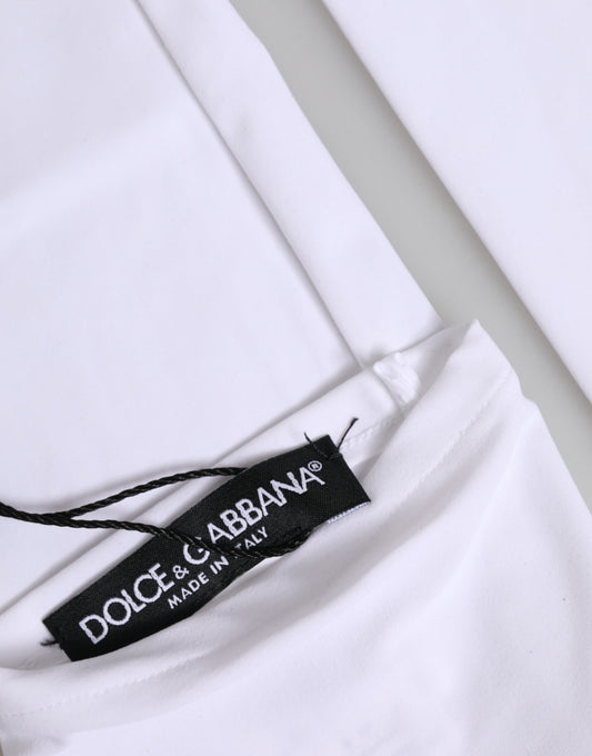 Dolce & Gabbana White Nylon Fingerless Elbow Length Mitten Gloves