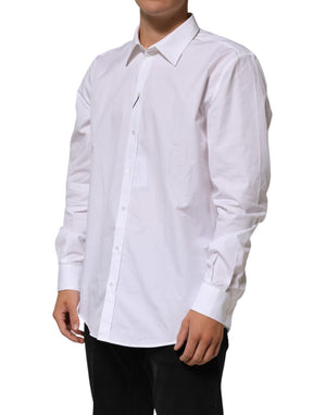 Dolce & Gabbana White Cotton Collared Long Sleeve Men Dress Shirt