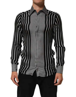 Dolce & Gabbana Black White Stripes Men MARTINI Dress Shirt