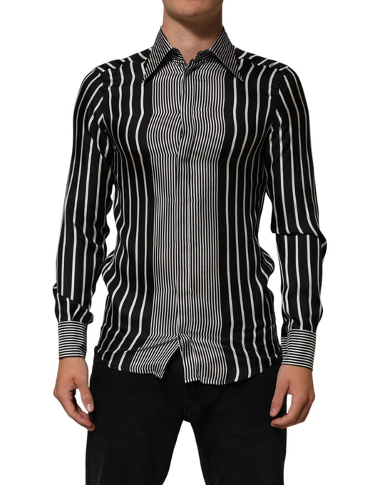 Dolce & Gabbana Black White Stripes Men MARTINI Dress Shirt